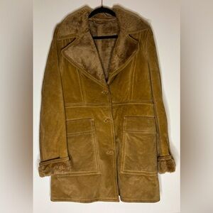 Mango Tan Leather Jacket with Fur Trim